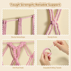 Yecaye multi-layer macrame tassel edge adds soft detail while keeping toys accessible.