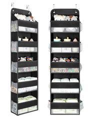Yecaye over door organizer with 5 bins helps tidy baby and household essentials.