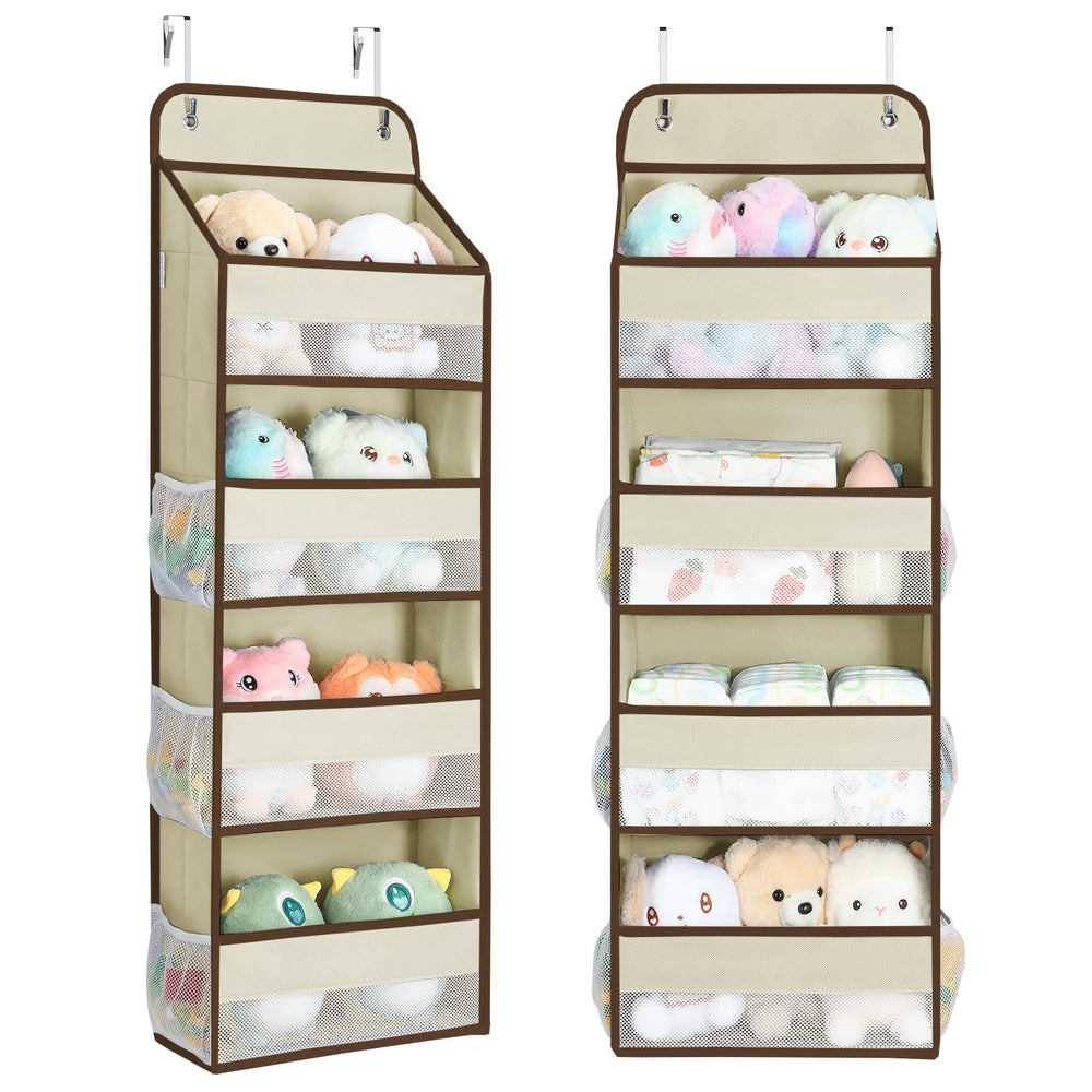 Yecaye over-the-door organizer 2-pack front view showing organized entryway storage for quick access