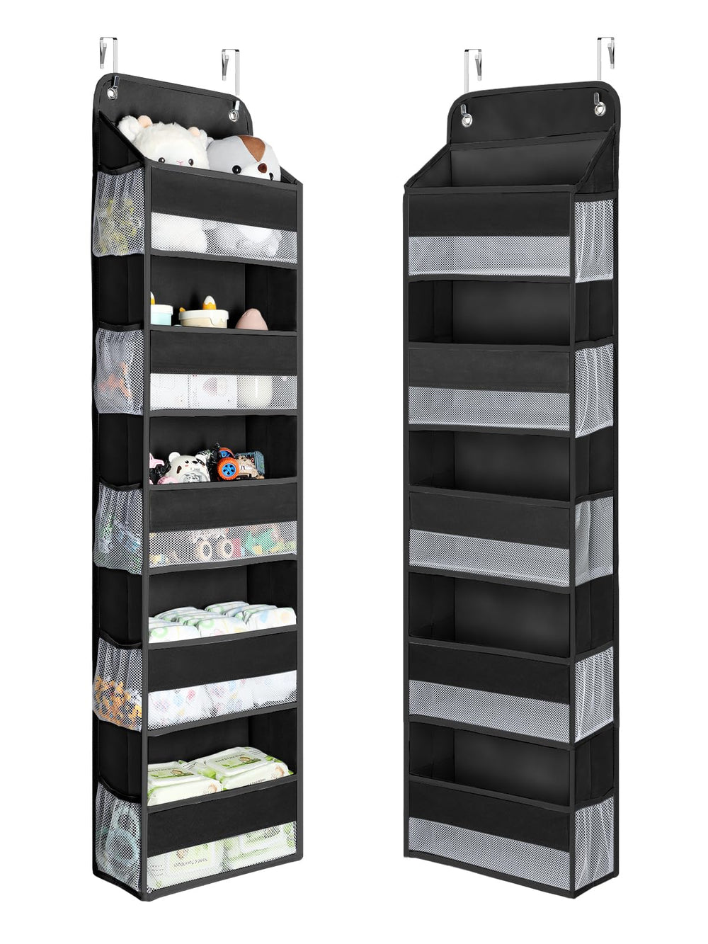 Yecaye over-the-door organizer with five front bins for quick storage.