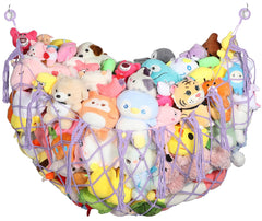 Yecaye lavender stuffed animal net hammock with ample plush storage for nurseries