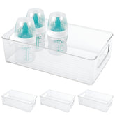 Yeebeny baby bottle organizer plastic storage center keeps bottles neatly organized.
