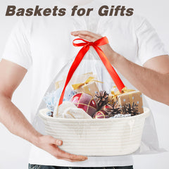 Yeeeasy open-top small woven basket for easy access and versatile storage.
