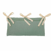 YeeMan cotton baby bedside storage bag front view with two pockets for essentials.