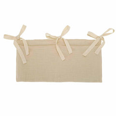YeeMan crib organizer with two pockets keeps pacifiers and wipes within reach.