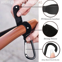 YEMCHI blue stroller hook with carabiner holds bags securely during outings