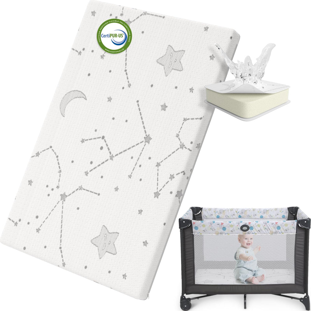 YENING pack and play mattress topper 38x26 inches for a snug, gap-free fit in playpens.