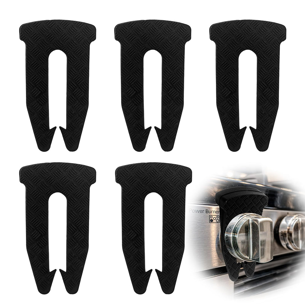 YENOVO gas stove knob locks pack five in black for safer cooking around kids and pets.
