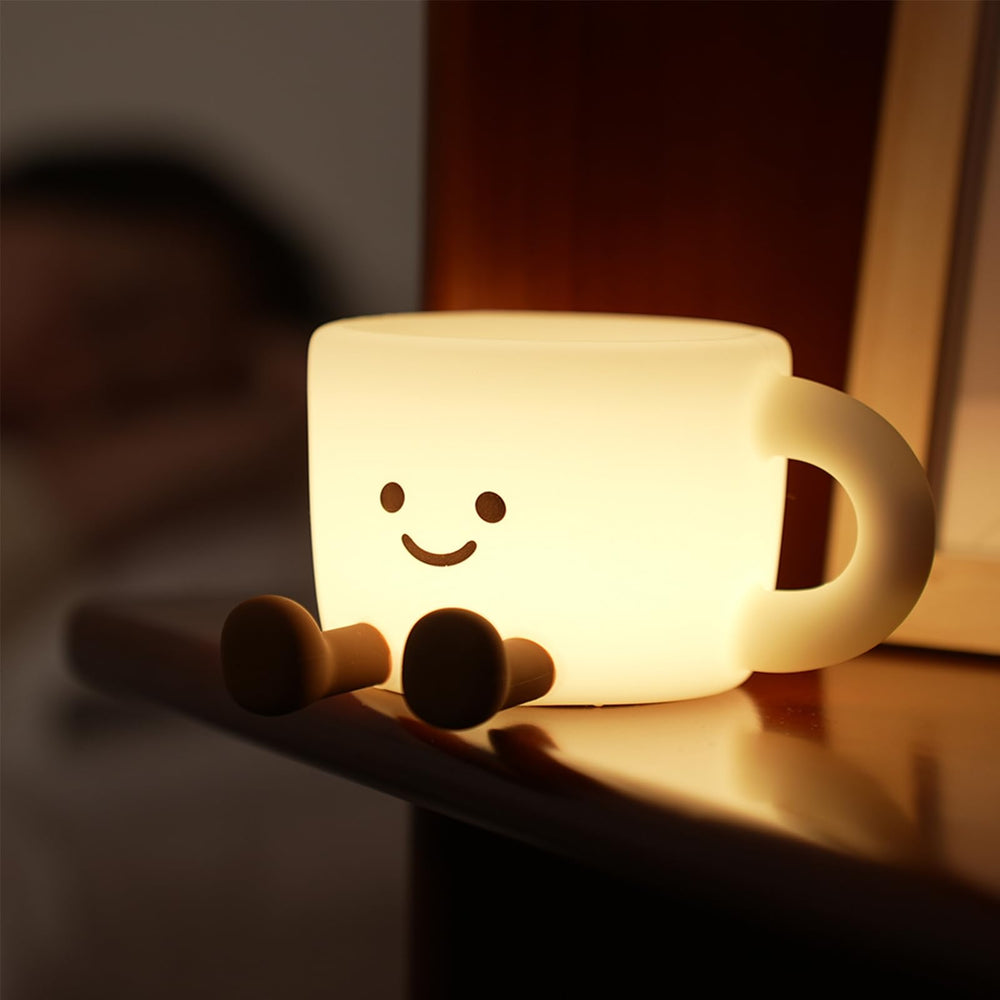 Yesinaly coffee cup night light with 7 colors creates gentle ambiance for nurseries