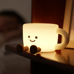 Yesinaly coffee cup night light with 7 colors creates gentle ambiance for nurseries