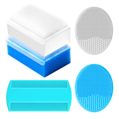 Yesybc cradle cap brush set in use on baby scalp during bath time, gentle grooming.