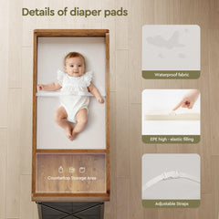 YeTom two-height adjustable shelves for flexible nursery storage.