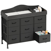 YeTom baby changing table with nine drawers for organized diapering and storage