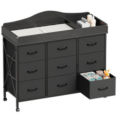 YeTom baby changing table with nine drawers for organized diapering and storage