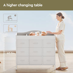 YeTom safety features: four-sided baffles and lanyard for secure diaper changes.
