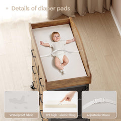 Yetom waterproof changing pad top is easy to wipe and clean.