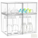 YEXEXINM 4-pack baby bottle organizer stackable drawers with clear visibility for bottles