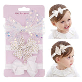 Yheahin baby bow headband with white flower, gentle on delicate hair for photos.