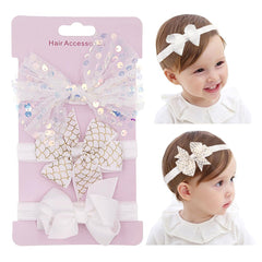 Yheahin baby bow headband with white flower, gentle on delicate hair for photos.