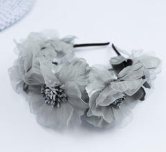 Yheahin baby girls headband grey wear with dresses for birthdays and photos.