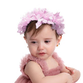 Yheahin baby headband with purple flower for adorable photos and party outfits.