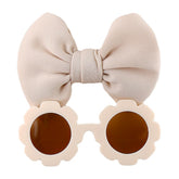 Yheahin baby headband with oversized bow off-white for photoshoots.