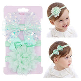 Yheahin green flower headband with soft elastic for delicate hair; ideal for newborn photos.