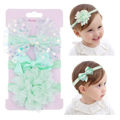Yheahin green flower headband with soft elastic for delicate hair; ideal for newborn photos.