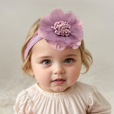 Yheahin purple flower headband closeup for photoshoots and special occasions