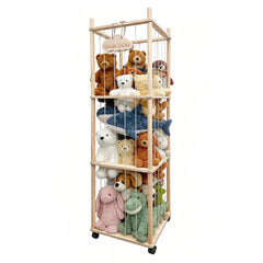 YHJZ stuffed animal storage wooden zoo with wheels keeps toys organized and easily accessible