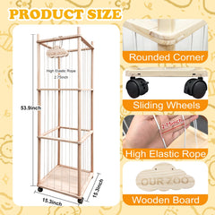YHJZ wooden stuffed animal storage with elastic band secures plushies neatly