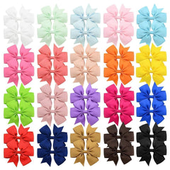 YHXX YLEN 40pcs 3-inch hair bows pack in assorted colors for outfit matching.