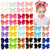 YHXX YLEN 4.5-inch toddler bows in solid colors for easy outfit matching.