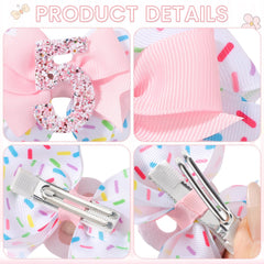 YHXX YLEN pink birthday bow clip with glitter detailing for secure wear.