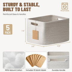 Yilobi white woven basket bathroom essentials organizes towels and toiletries