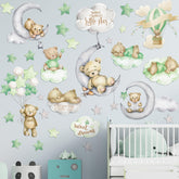 Yinder bear Highland Cow nursery wall decal with clouds creates a cozy space.