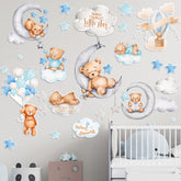 Yinder bear Highland cow wall decal sheet with playful nursery decor elements