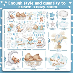 Yinder Highland cow wall decals featuring clouds and stars for kids' rooms