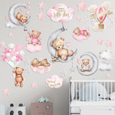 Yinder pink bear wall decal for a playful kids' room, easy to apply.