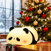 YISUN Panda night light on bedside shelf providing gentle bedtime ambiance