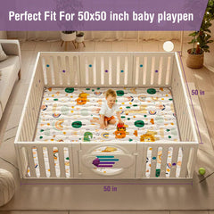 YJORIX abstract grove pattern on baby play mat for visual stimulation.