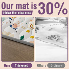 YJORIX baby mat features non-slip base to stay in place on floors.