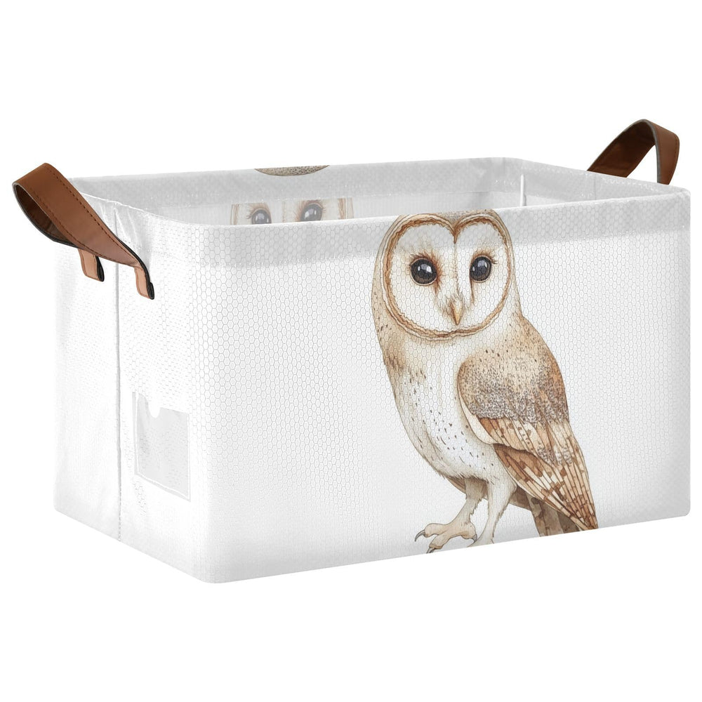 YNNALE Watercolor Tawny Owl storage bin front view showcasing sturdy construction for nursery organization.