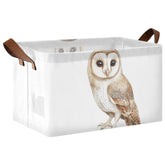 YNNALE Watercolor Tawny Owl storage bin front view showcasing sturdy construction for nursery organization.