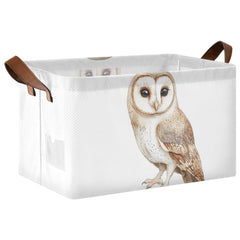 YNNALE Watercolor Tawny Owl storage bin front view showcasing sturdy construction for nursery organization.