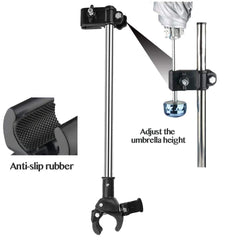 Yobee umbrella mount side view highlights height-adjustable design