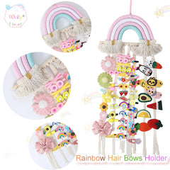 YOcity Rainbow Bow Holder with six rows of rope storage for small to large clips