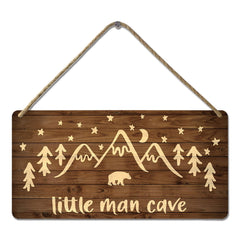 YOHIYE Little Man Cave sign in wood design for a cozy nursery decor