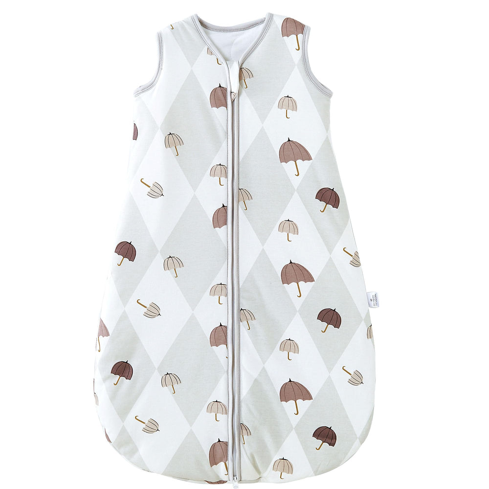 YOHKOH baby sleep sack front view in grey A for safe, cozy sleep.