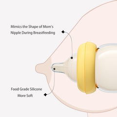 YOHKOH anti-colic valve reduces air intake for calmer feeds.